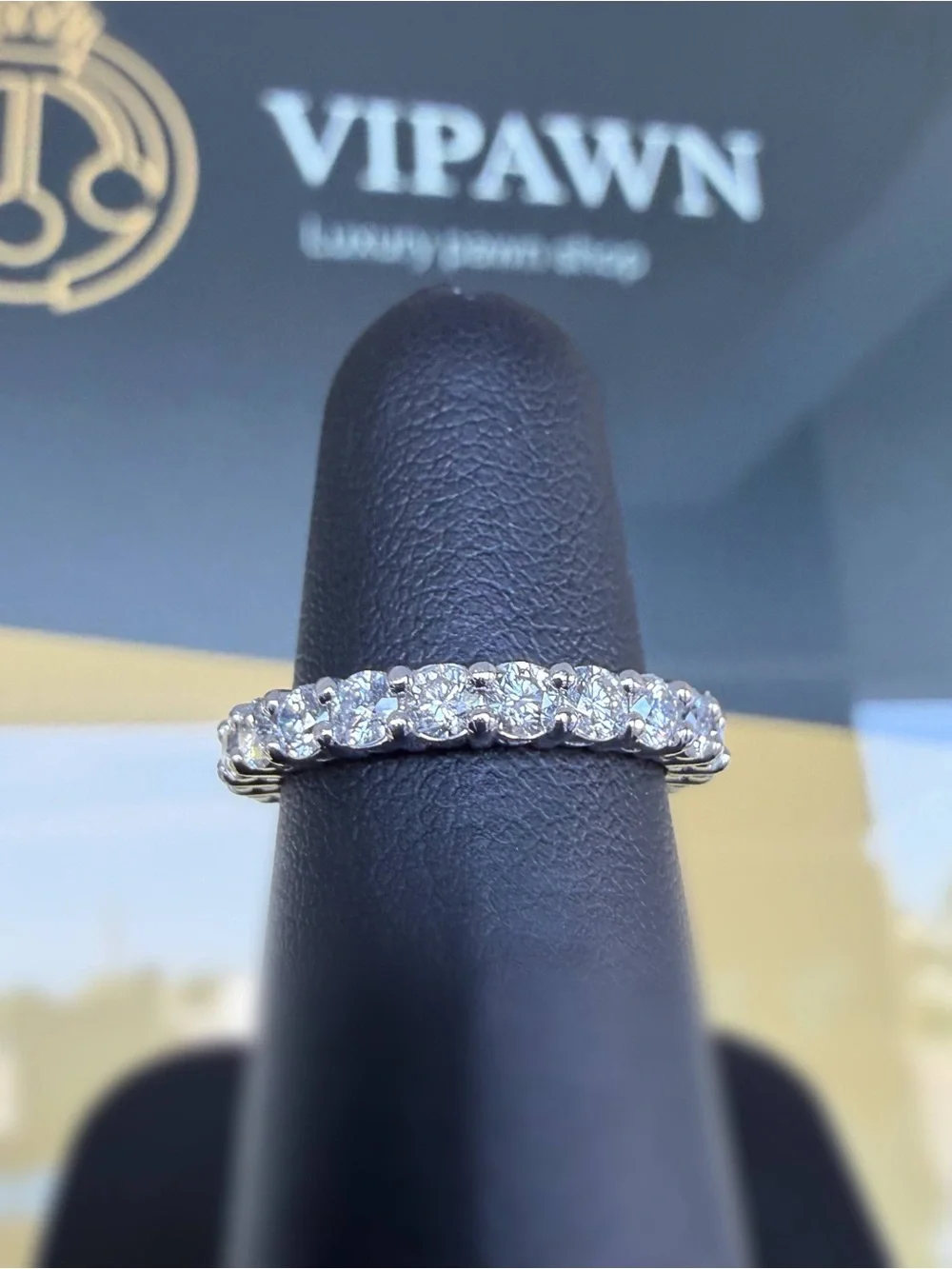 PT950 Platinum 2.5CTW Natural Diamond Classic Eternity band ring sz 6.25